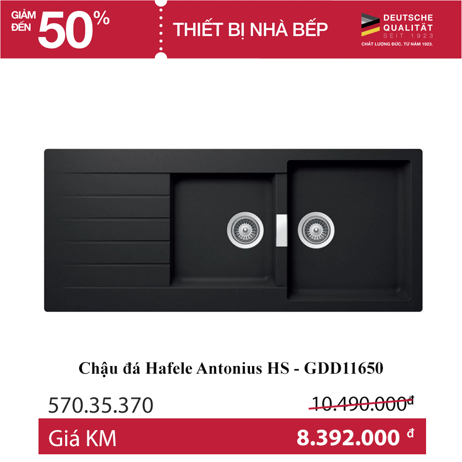 Chậu đá đen Hafele Antonius HS - GDD11650